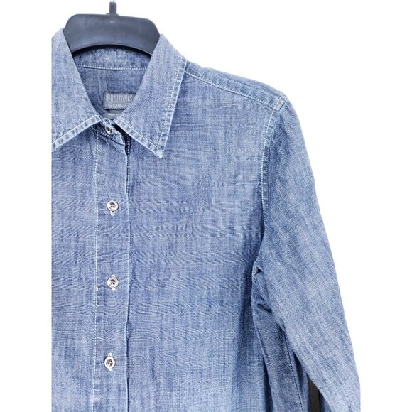 Additions By Chicos Womens Size 1 Long Sleeve Button-Up Chambray Shirt Light - Picture 3 of 7